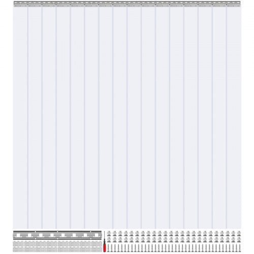 Strip Curtain 16PCS, 96' Height, 96' Width, 0.08' Thickness, Clear Smooth Plastic Door Strips with 50% Overlap, PVC Strip Door Curtain Freezer Curtain for Warehouses, Walk in Freezers, Coolers