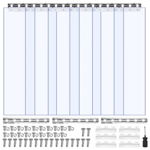 Clear PVC Strip Curtain, 84 in Height x 38 in Width x 0.08 in Thickness, 6 PCS Walk in Freezer Cooler Curtain Strips, Thermal Insulating Plastic Door Strips for Warehouse, Freezer, Garage Doors