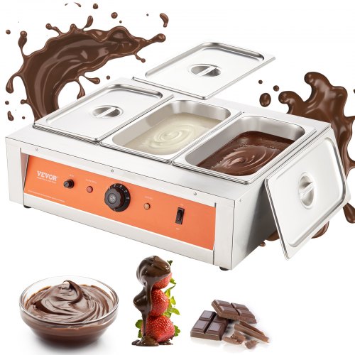 Chocolate Tempering Machine, 26.5 Lbs 3 Tanks Chocolate Melting Pot TEMP Control 86~185¨H, 1500W Stainless Steel Electric Commercial Food Warmer For Chocolate/Milk/Cream Melting and Heating