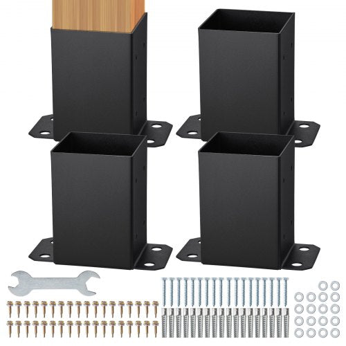 VEVOR 4 Pack 4x4 Post Base Brackets Heavy Duty Wood Post Fence Post Anchor
