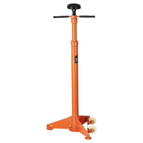 Underhoist Support Stand, 3/4 Ton Capacity Under Hoist Jack Stand, Lifting from 38.4 to 75.4 in, Bearing Mounted Spin Handle, Self-Locking Threaded Screw, Two Wheels, Support Vehicle Components
