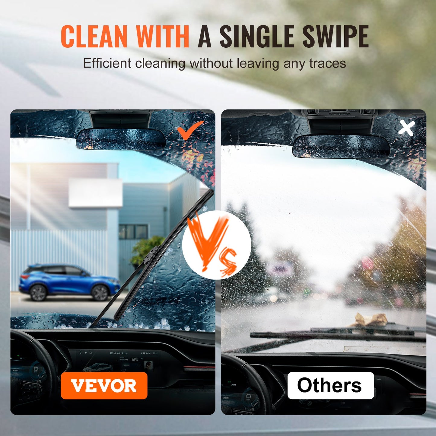 VEVOR 22 Rubber Wiper Blades, 56 cm Universal Replacement Wind Shield Wiper