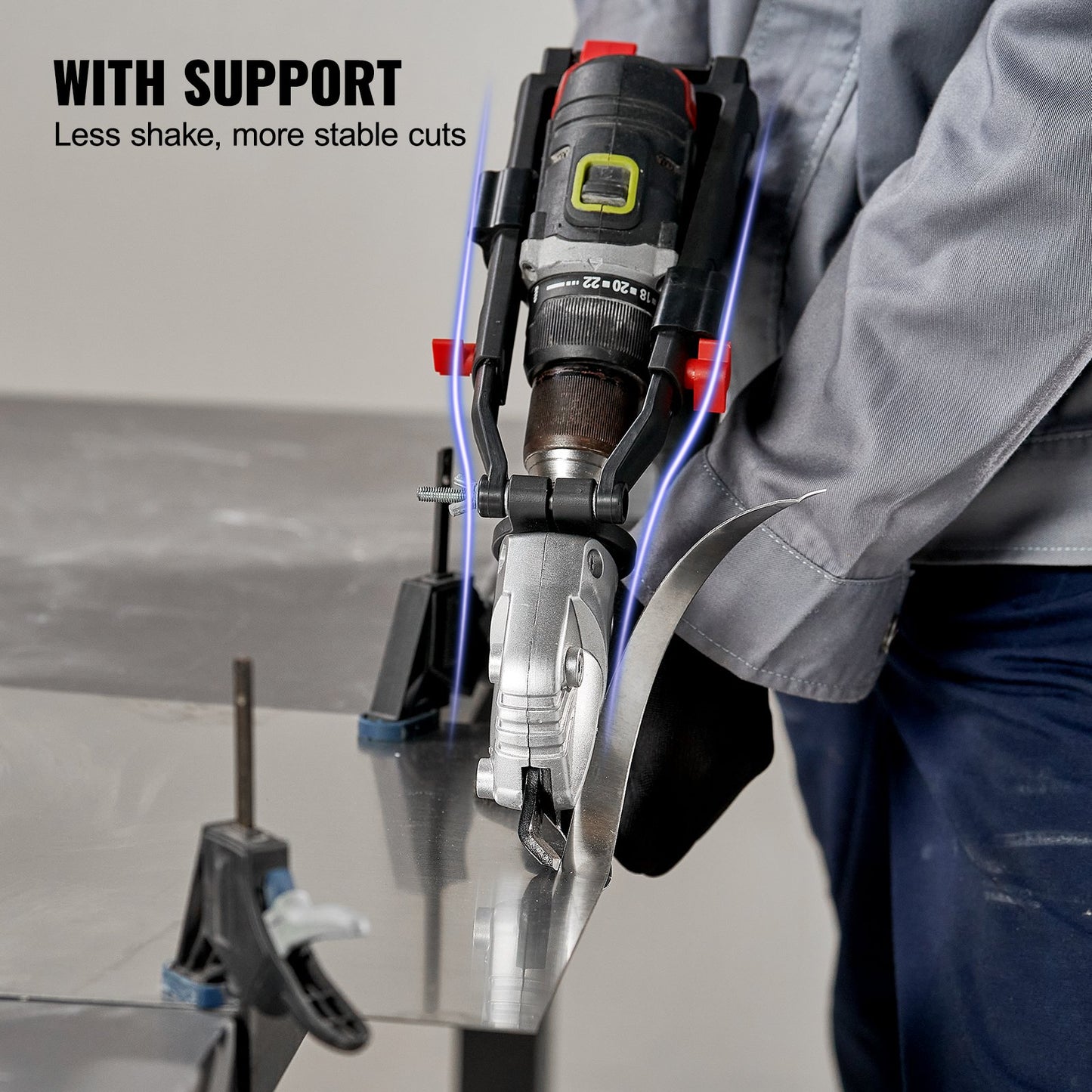 VEVOR Metal Cutter Drill Attachment, with Metal Shears Attachment, 360 Degree Pivoting Head, Cut Max. 21 GA Stainless Steel 14 GA Aluminum Metal Sheets and 18 GA Galvanized Steel