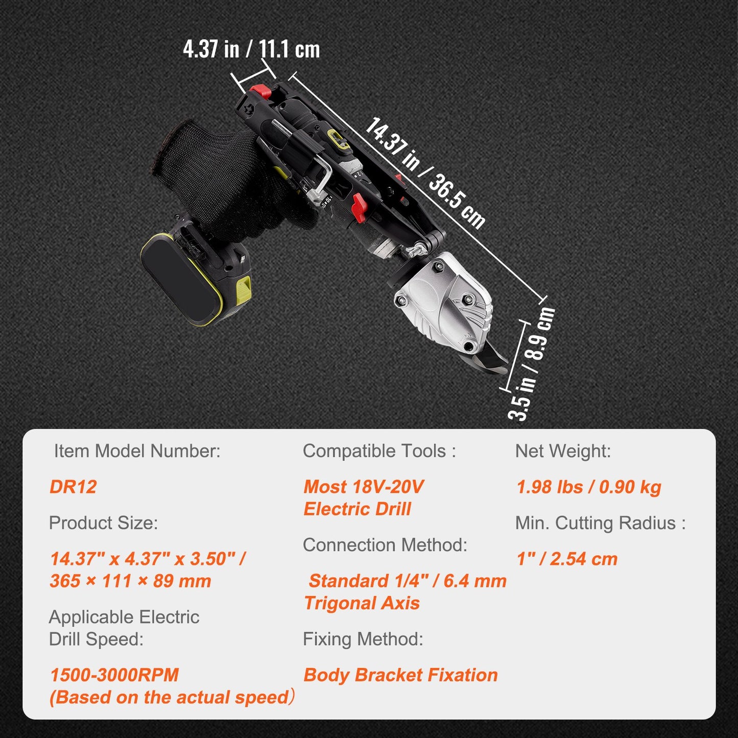 VEVOR Metal Cutter Drill Attachment, with Metal Shears Attachment, 360 Degree Pivoting Head, Cut Max. 21 GA Stainless Steel 14 GA Aluminum Metal Sheets and 18 GA Galvanized Steel