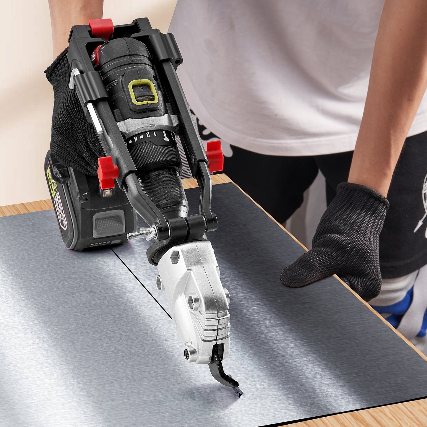 VEVOR Metal Cutter Drill Attachment, with Metal Shears Attachment, 360 Degree Pivoting Head, Cut Max. 21 GA Stainless Steel 14 GA Aluminum Metal Sheets and 18 GA Galvanized Steel