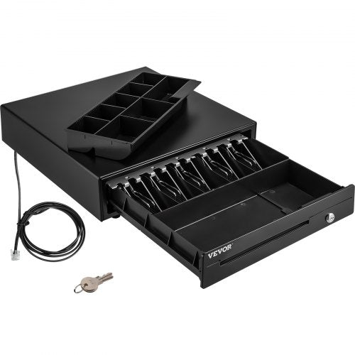 Cash Register Drawer, 16\' 12 V, for POS System with 5 Bill 8 Coin Cash Tray, Movable Coin Compartment & 2 Keys Included, RJ11/RJ12 Cable for Supermarket, Bar, Coffee Shop, Restaurant (USD Only)