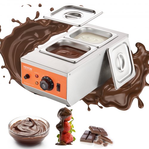 Chocolate Tempering Machine, 9 Lbs 2 Tanks Chocolate Melting Pot with TEMP Control 86~185¨H, 800W Stainless Steel Electric Commercial Food Warmer For Chocolate/Milk/Cream Melting and Heating