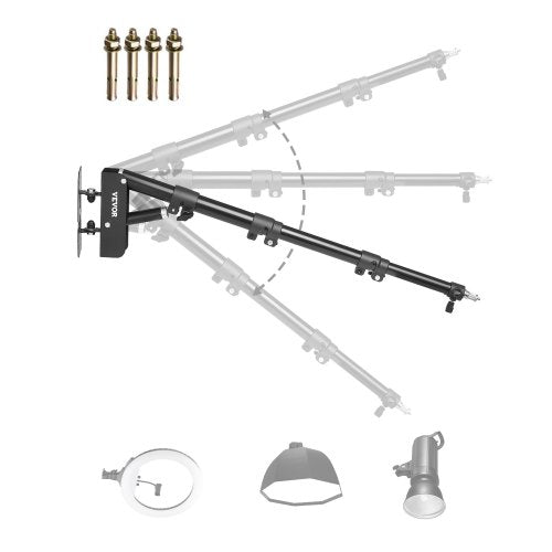Ring Light Wall Mount Boom Arm, 39.37 in/100 cm, Triangle Boom Arm Support 180¡ã Rotation, Heavy Duty Wall Stand Tirpod Support, for Studio Video Light, Monolight, Photography, Softbox, Reflector