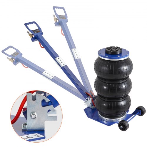 VEVOR Air Jack, 3 Ton/6600 lbs Triple Bag Air Jack, Airbag Jack with Six Steel Pipes, Lift up to 17.7, 3-5 s Fast Lifting Pneumatic Jack, with Adjustable Long Handles for Cars, Garages, Repair (Blue)