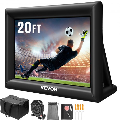 Inflatable Movie Screen 20FT Inflatable Projector Screen for outside with 350W Air Blower Inflatable Screen Oxford Fabric Material Blow Up Screen for Outdoor Movie Supports Front/Rear Projection