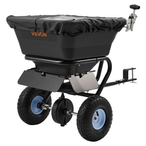 Tow-Behind Spreader, 9.8 ft Spreading Width, Broadcast Spreader with 10' All-Terrain Tires, 85 lbs Capacity Hopper, Adjustable Flow Control, Lawn Spreaders for Seed Fertilizer Ice Melt