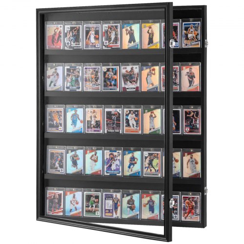 35 Graded Sports Card Display Case, 24.3x30.5x2.1 in, Baseball Card Display Frame with 98% UV Protection Clear View PC Glass, Lockable Wall Cabinet for Football Basketball Hockey Trading Card
