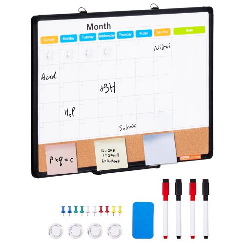 24'x 18' Monthly Calendar Whiteboard & Cork Board Combo with Aluminum Frame ¨C 2-in-1 Magnetic Dry Erase Bulletin Board for Wall Mount ¨C Ideal for School, Home, Office