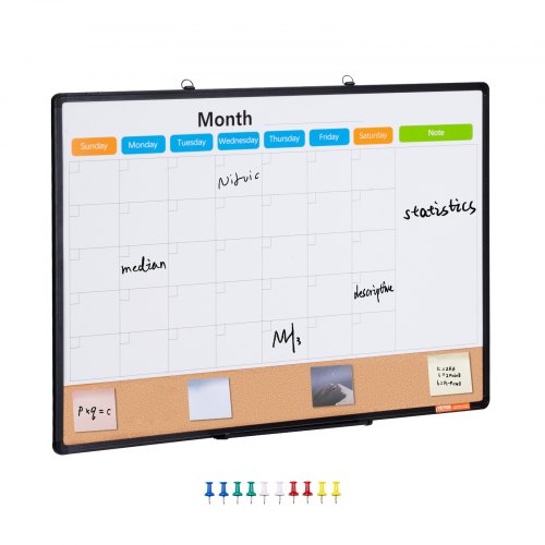 36'x 24' Monthly Calendar Whiteboard & Cork Board Combo with Aluminum Frame ¨C 2-in-1 Magnetic Dry Erase Bulletin Board for Wall Mount ¨C Ideal for School, Home, Office