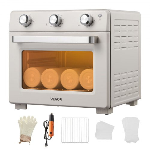 Sublimation Oven Machine, 26 Qt, Fits 40oz Tumblers, with 1 Heat Air Gun, 50 Shrink Films, 1 Tape and 2 Heat Gloves, 360¡ã Turbo Convection for Sublimation Blank Tumblers, Mugs, Bowls, Off-White