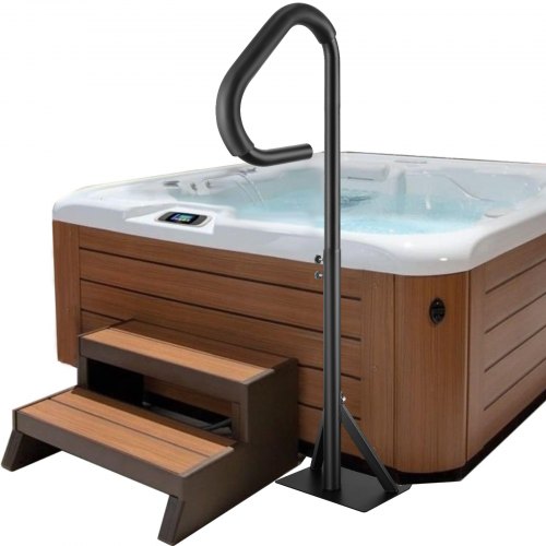 Hot Tub Handrail, 360 Rotatable Spa Side Handrail with 35'-57' Adjustable Height, Rust-proof Aluminum Spa Step Hot Tub Hand Rail with Slide-Under Mount Base for Indoor & Outdoor, 600LBS Capacity