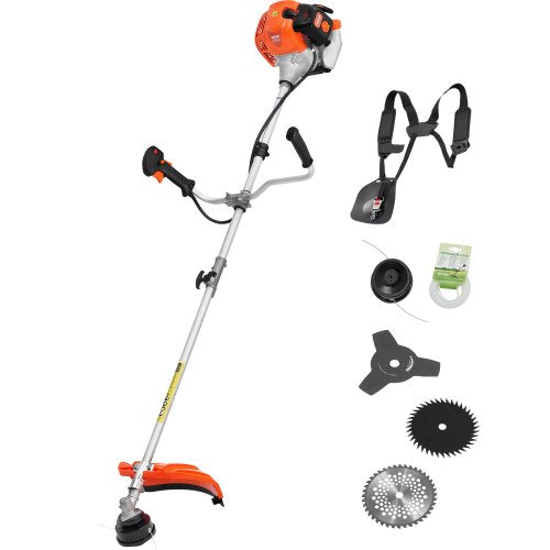 String Trimmer, 42.7CC 2-Stroke, Gas Powered Weed Wacker, 16.9' Cordless Grass Trimmer, Multi-Functional Lawn Edger with Shoulder Strap & 3T Blade, Weed Eater for Quick Grass Cleaning
