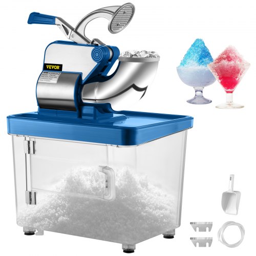 VEVO 110V Commercial Electric Ice Shaver 440lbs/h, Snow Cone Machine with Dual Blades, Stainless Steel Shaved Ice Machine for  School, Church, Restaurants Bars