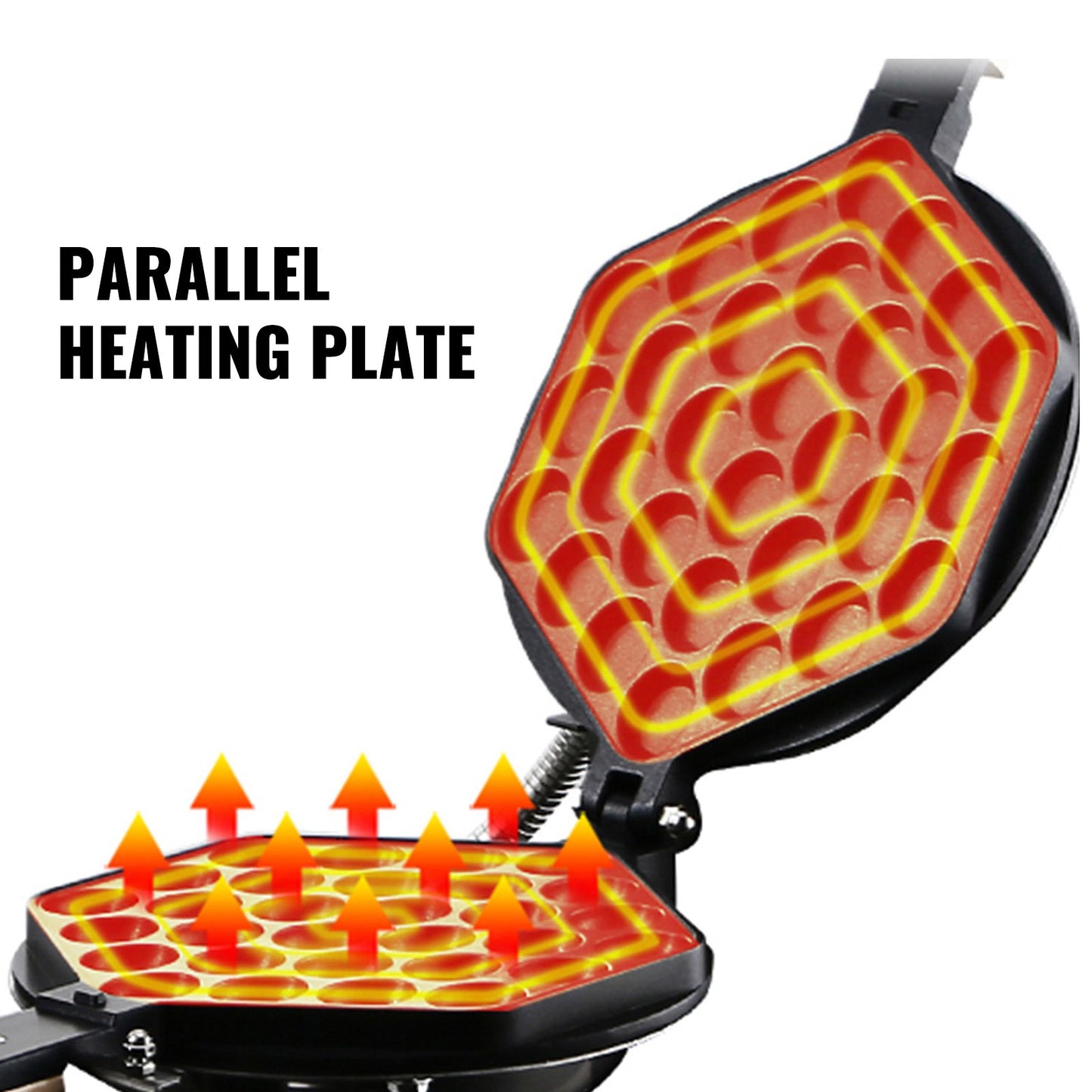 VEVOR Commercial Bubble Waffle Maker, 1400W Egg Bubble Puff Iron w/ 180¡ã Rotatable 2 Pans & Wooden Handles, Stainless Steel Baker w/ Non-Stick Teflon Coating, 50-250¡æ/122-482¨H Adjustable