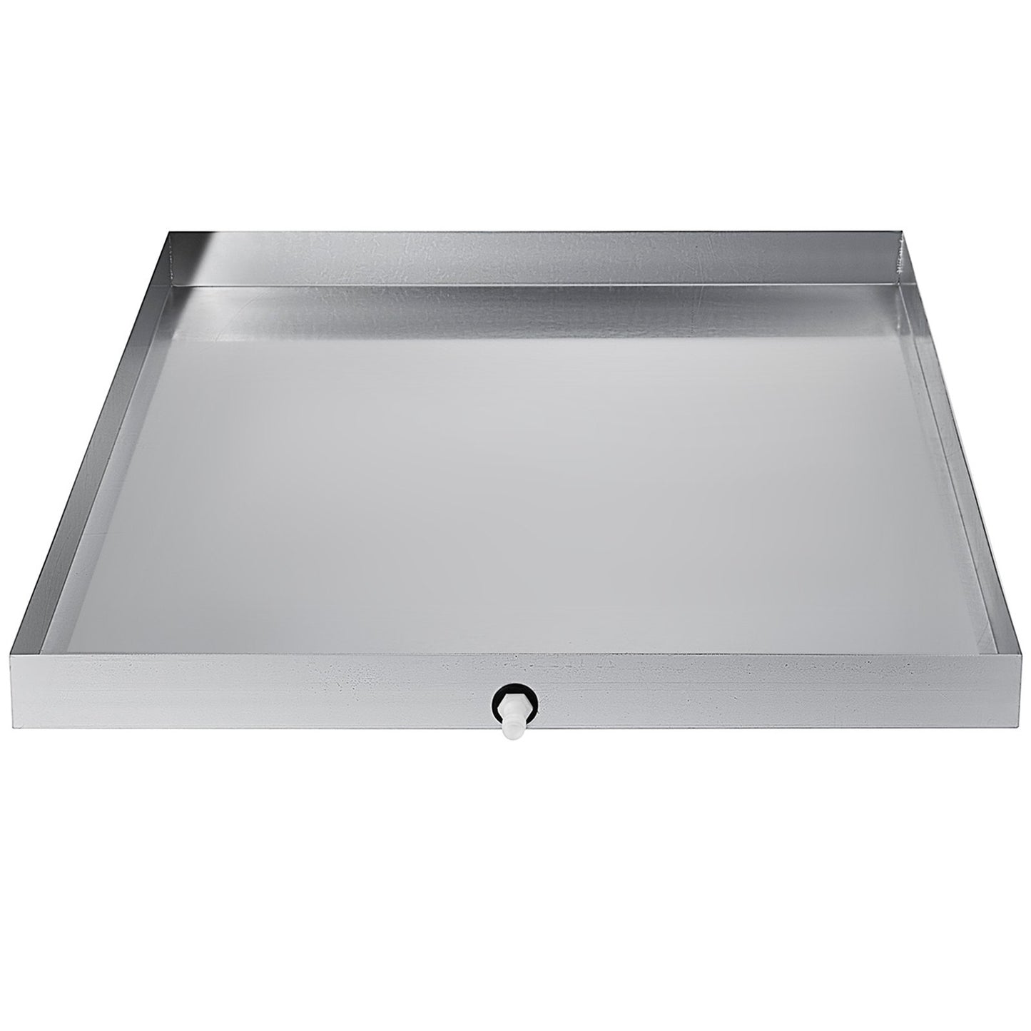 VEVOR 32 x 30 x 2.5 Inch Washing Machine Pan 18 GA Thickness 304 Stainless Steel Heavy Duty Compact Washer Drip Tray with Drain Hole & Hose Adapter