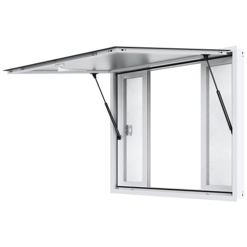 Concession Window for Food Truck, 48'x36' Aluminum Alloy Service Window, Up to 85 Degrees Serving Window with 4 Sliding Windows & Awning Door & Drag Hook, for Food Truck Concession Trailer