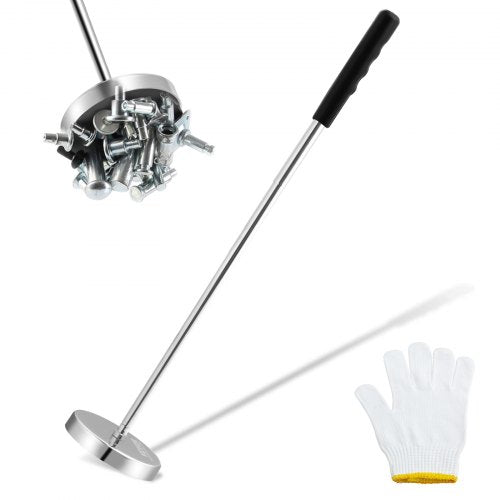 VEVOR Telescoping Magnetic Sweeper Pickup Tool, 3.5inch Handheld Screws Parts Finder with 35LB Pull Capacity, Retractable Handle 8.3 to 33 inches with Strong Magnet, Pick up Nails Screws Metal Parts