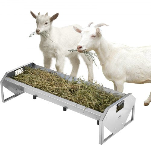 Livestock Feeding Trough, 22 Gallon Capacity, 45' Hay Feeder, Heavy Duty Steel Livestock Trough, Galvanized Steel Sheep Feeder Trough Feeding up to 10 Goats for Horse Sheep Hog Farm Sheds Pen