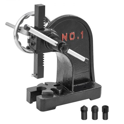 Arbor Press, 1 Ton Manual Arbor Press with Handwheel, 5.9' Maximum Height, Cast Iron Heavy-duty Manual Desktop Arbor Press, Precision Hand Press for Stamping, Bending, Stretching, Forming