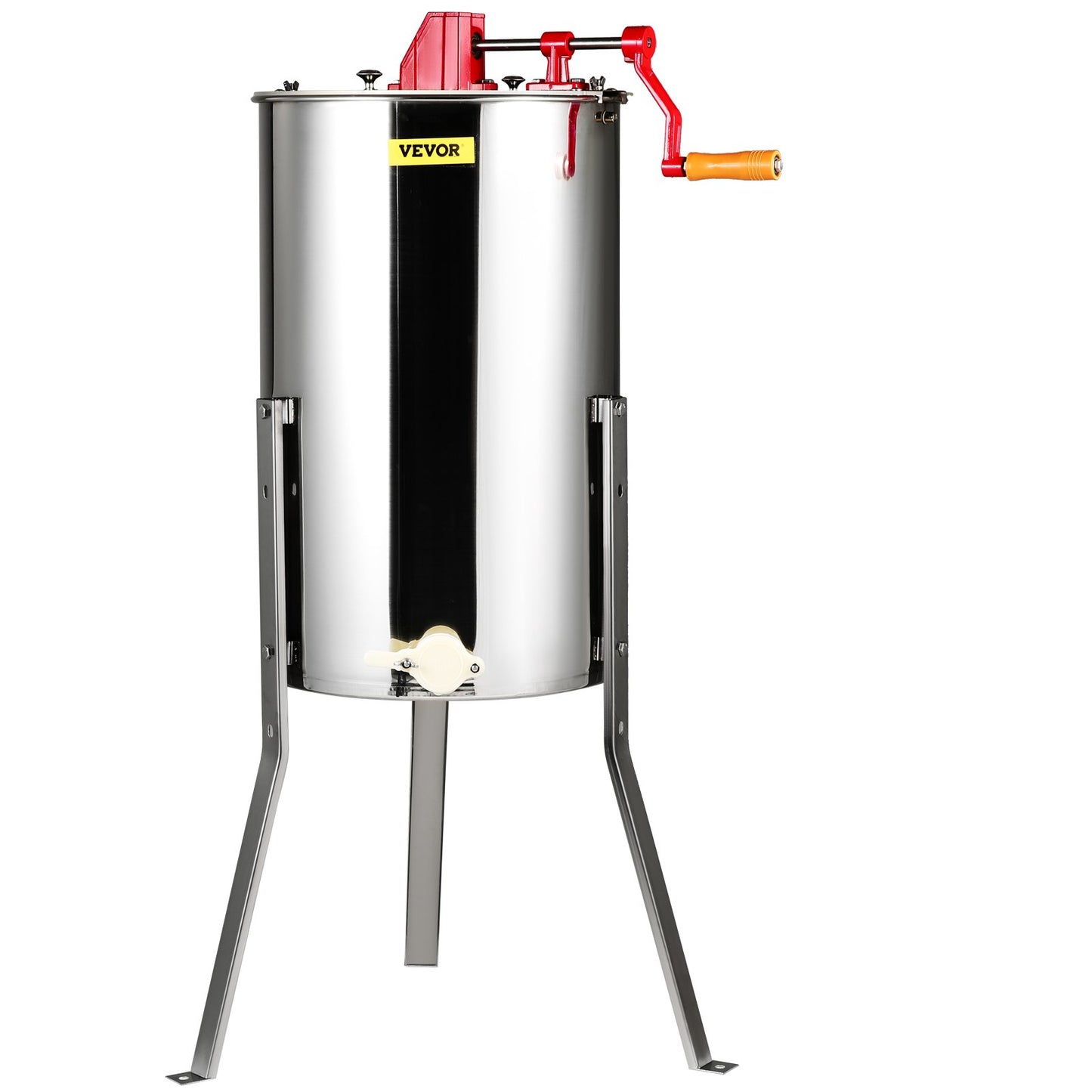 VEVOR Manual Honey Extractor, 3 Frames Honey Spinner Extractor, Stainless Steel Beekeeping Extraction, Honeycomb Drum Spinner with Lid, Apiary Centrifuge Equipment with Height Adjustable Stand