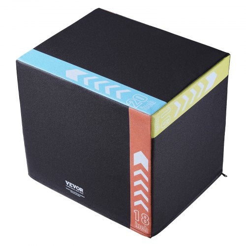 3 in 1 Plyometric Jump Box, 20/18/16 Inch Cotton Plyo Box, Platform & Jumping Agility Box, Anti-Slip Fitness Exercise Step Up Box for Home Gym Training, Conditioning Strength Training, Black