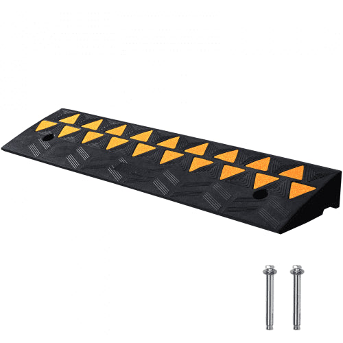 VEVOR Rubber Curb Ramp 3.7 Rise Height Sidewalk Curb Ramp, 10 Width 39.4 Length Driveway Ramp for Curb, 15T Heavy Duty Rubber Ramp for Forklifts, Trucks, Buses, Cars, Wheelchairs, Bikes