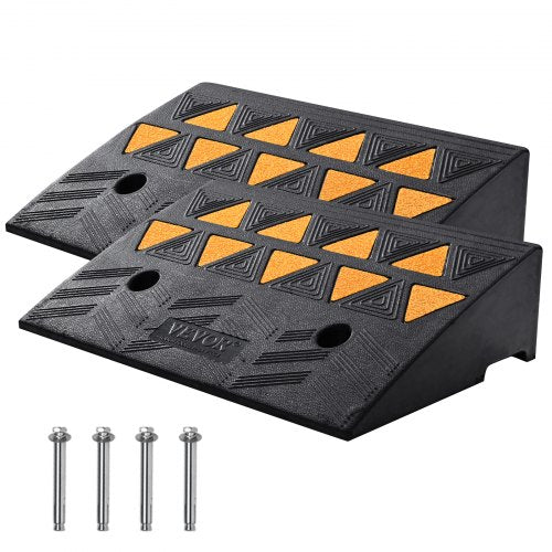 VEVOR Rubber Curb Ramp 2 Pack, 5 Rise Height Heavy-Duty 33069 lbs/15 T Capacity Threshold Ramps, Driveway Ramps with Stable Grid Structure for Cars, Wheelchairs, Bikes, Motorcycles