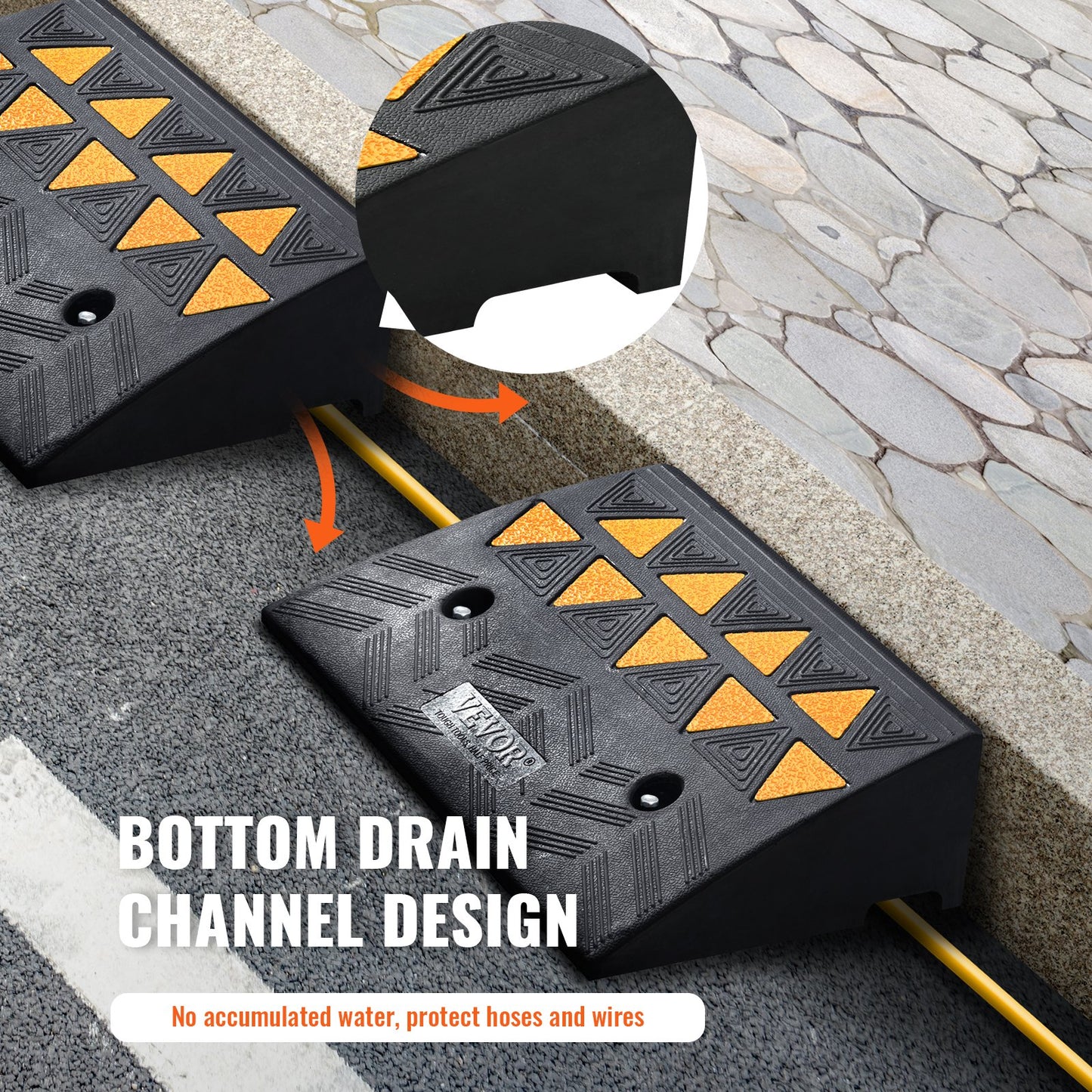 VEVOR Rubber Curb Ramp 2 Pack, 5 Rise Height Heavy-Duty 33069 lbs/15 T Capacity Threshold Ramps, Driveway Ramps with Stable Grid Structure for Cars, Wheelchairs, Bikes, Motorcycles