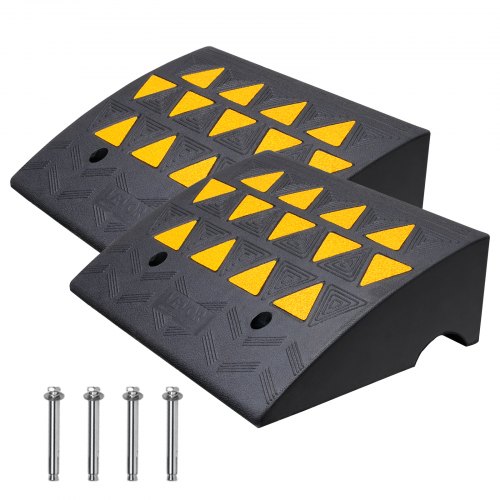 VEVOR Rubber Curb Ramp 2 Pack, 6 Rise Height Heavy-Duty 33069 lbs/15 T Capacity Threshold Ramps, Driveway Ramps with Stable Grid Structure for Cars, Wheelchairs, Bikes, Motorcycles