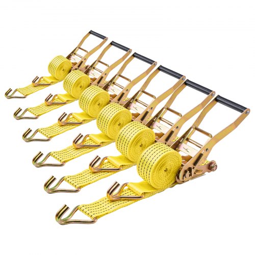 Ratchet Straps, 2 in x 15 ft, Heavy Duty Tie Down Straps with Double J Hook, 5000 lbs Break Strength, Carry Bag, Tie Down Ratcheting for Moving, Trailers, Motorcycles, Kayaks, Car Roof, 6 Pack