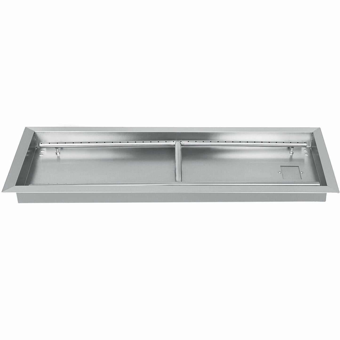 VEVOR Fire Pit Pan 31.5x12 Inch, Stainless Steel Rectangular Fire Pit Pan and Burner, Built-in Fire Pit Pan with H-Burner, 90K BTU