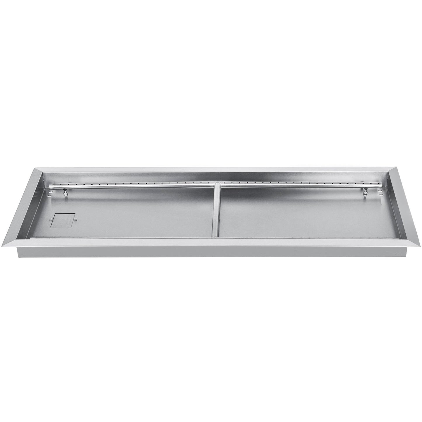 VEVOR Fire Pit Pan 37.5x14 Inch, Stainless Steel Rectangular Fire Pit Pan and Burner, Built-in Fire Pit Pan with H-Burner, 150K BTU