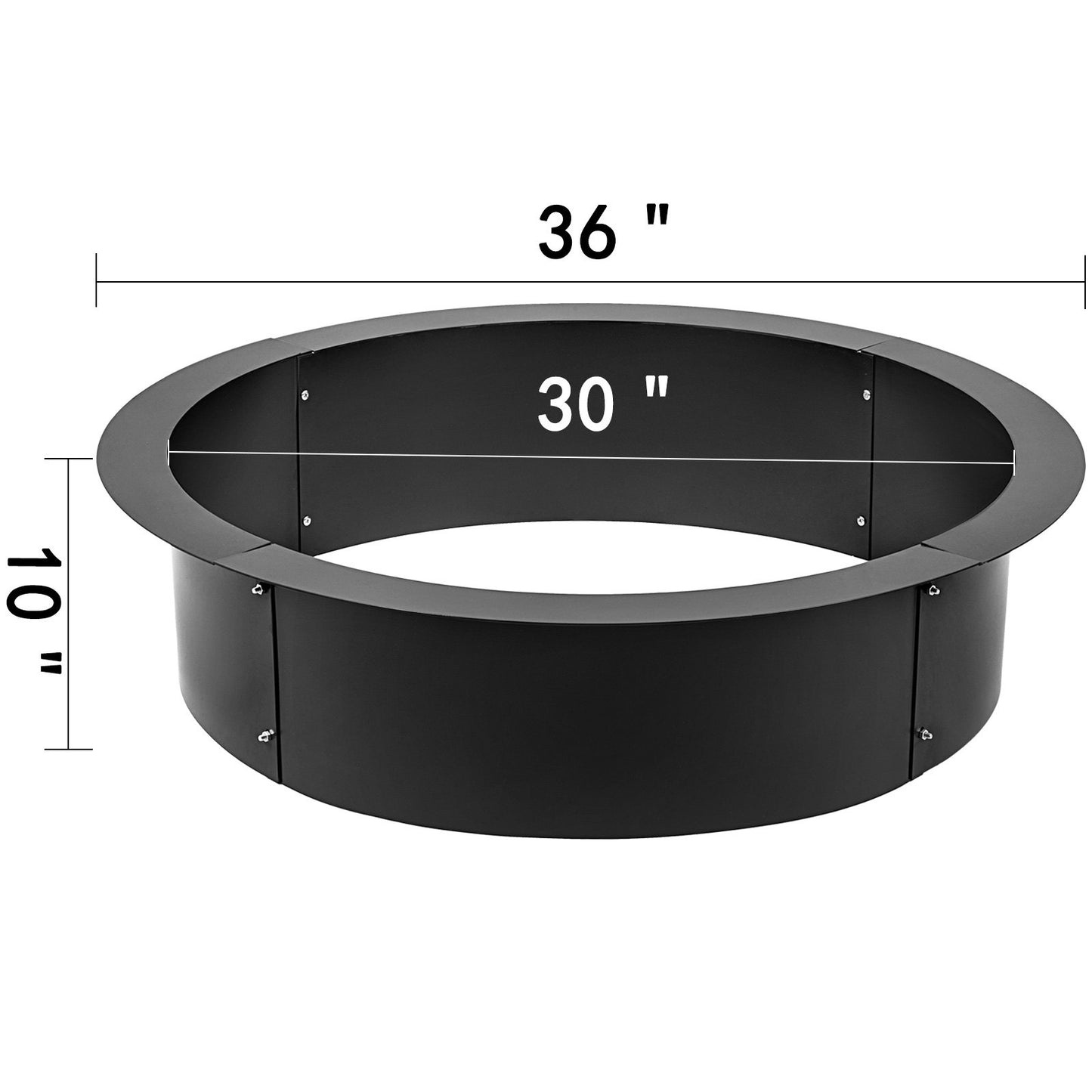 VEVOR Fire Pit Ring 36-Inch Outer/30-Inch Inner Diameter, Fire Pit Insert 3.0mm Thick Heavy Duty Solid Steel, Fire Pit Liner DIY Campfire Ring Above or In-Ground for Outdoor
