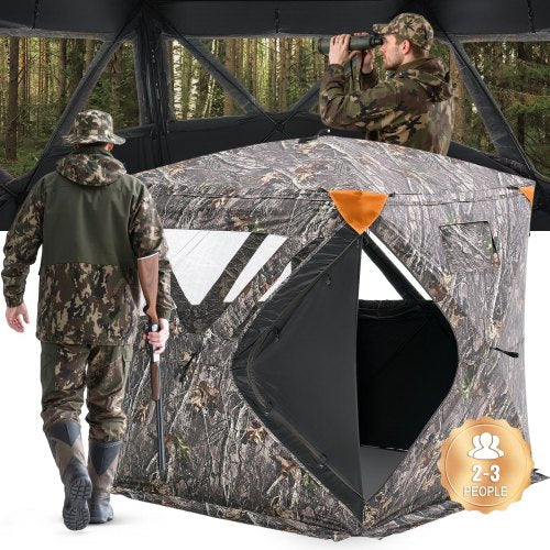 Hunting Blind, 270¡ã Ground Blind, 2-3 Person Pop Up Deer Blind for Hunting with Carrying Bag, Portable Resilient Hunting Tent, 3 Horizontal Windows for Turkey and Deer Hunting