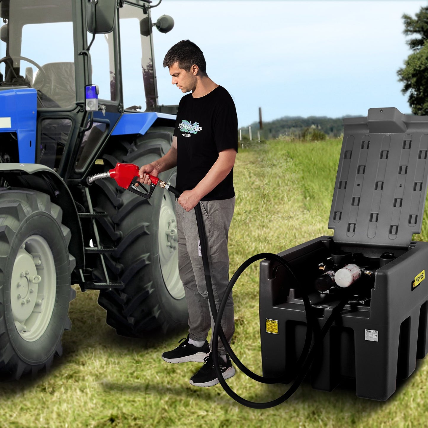 VEVOR Portable Diesel Tank, 58 Gallon Capacity & 10 GPM Flow Rate, Diesel Fuel Tank with 12V Electric Transfer Pump and 13.1ft Rubber Hose, PE Diesel Transfer Tank for Easy Fuel Transportation, Black