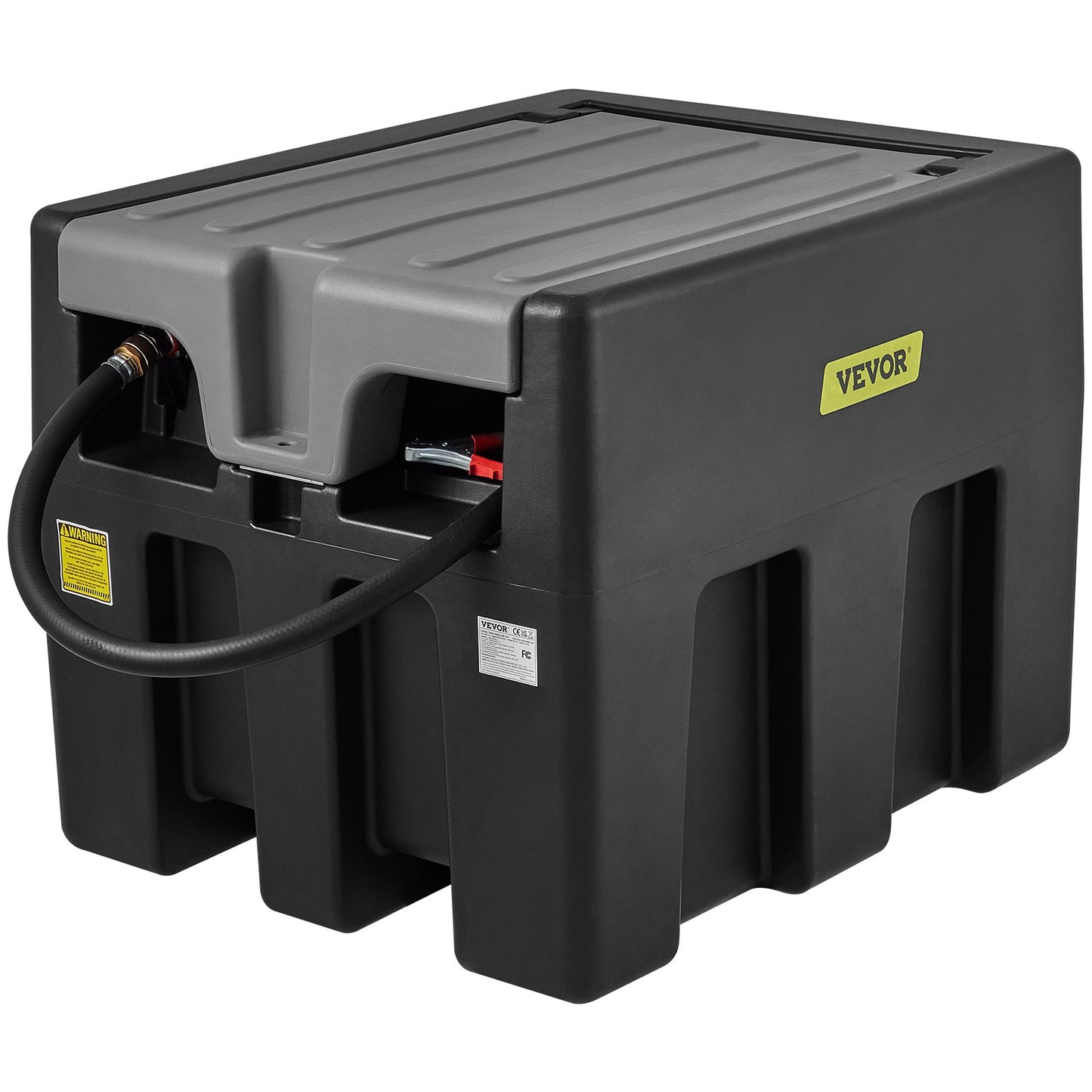 VEVOR Portable Diesel Tank, 58 Gallon Capacity & 10 GPM Flow Rate, Diesel Fuel Tank with 12V Electric Transfer Pump and 13.1ft Rubber Hose, PE Diesel Transfer Tank for Easy Fuel Transportation, Black