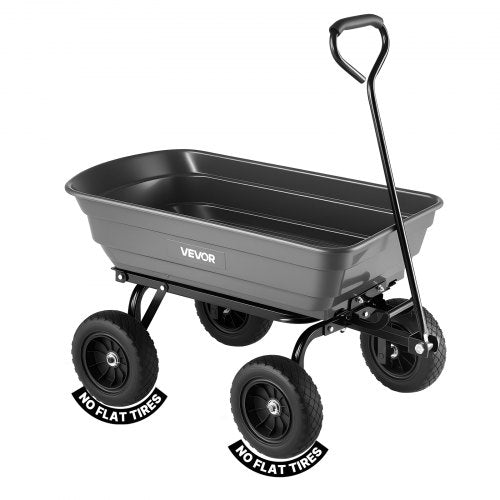 Garden Dump Cart, 600 lbs Poly Dump Cart, Garden Carts Dumps Wagon with 90¡ã Quick-Dumps Mechanism, 180¡ã Swivel Wheels, 270¡ã Flexible Rotating Bearings, Yard Wagon for Plants, Soil, Crops