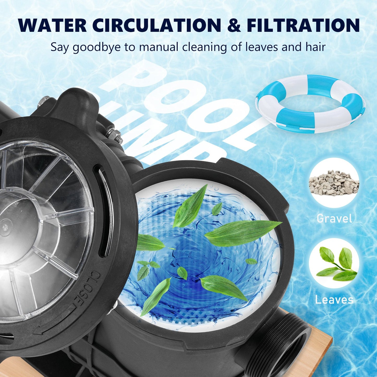 VEVOR Pool Pump 1.5HP 230V, Variable Dual Speed Pumps 1100W for Above Ground Pool, Strainer Filter Basket, 5400 GPH Max. Flow, Energy Saving Swimming Pool Pump