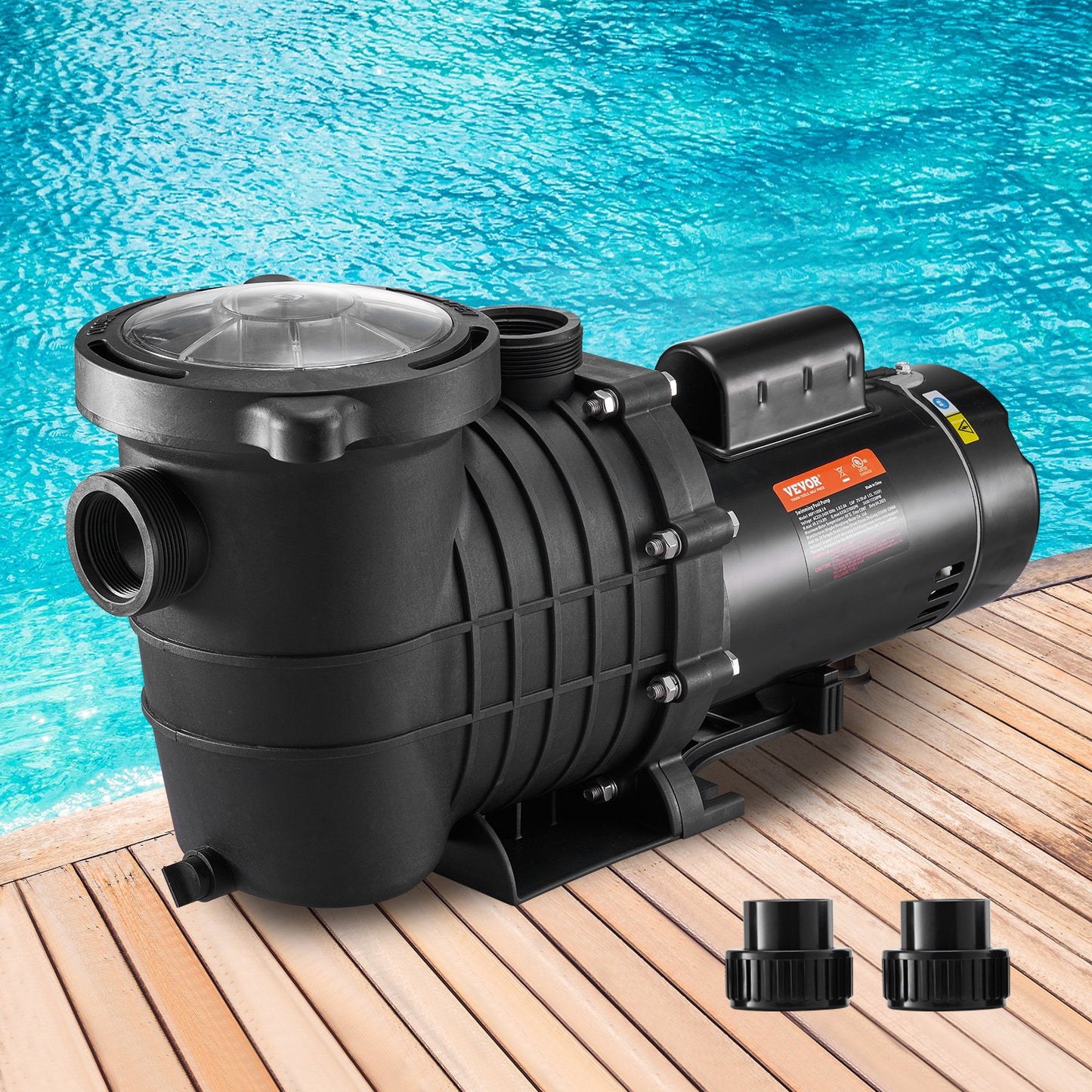 VEVOR Pool Pump 1.5HP 230V, Variable Dual Speed Pumps 1100W for Above Ground Pool, Strainer Filter Basket, 5400 GPH Max. Flow, Energy Saving Swimming Pool Pump