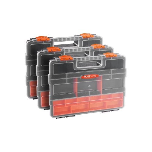 Single sided£¡3-Pack Small Parts Organizer 21-Compartment Organizer Box with Removable Divider