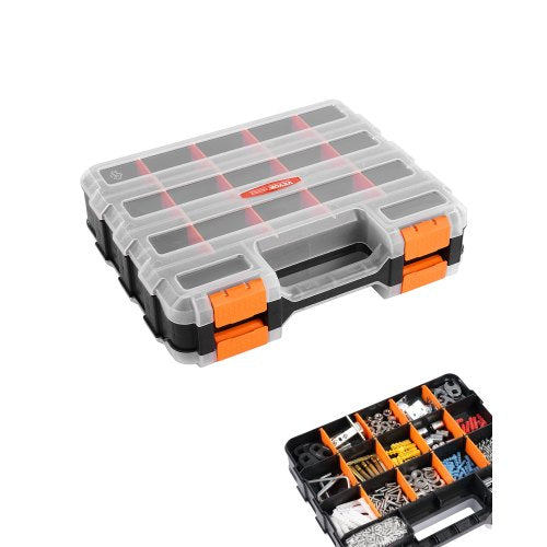 Two-sided£¡Small Parts Organizer 34-Compartment Double-Sided PP Hardware Organizer Box