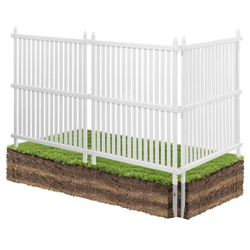 3 Panels Outdoor Privacy Screen, 36 x 45 in Air Conditioner Fence with 19.7 in Ground Stakes, Pool Equipment Enclosure, Strip Vinyl Privacy Fence, Ideal for Trash Can and A/C Units, White