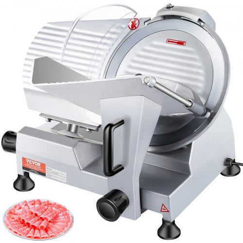 240W Commercial Meat Slicer, Electric Deli Food Slicer, 10' Carbon Steel Blade Electric Food Slicer, 350-400RPM Meat Slicer, 0 - 0.47 inch Thickness Adjustable for Commercial and Home Use