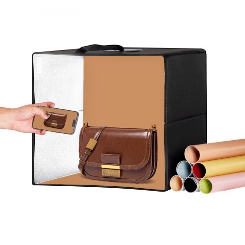 VEVOR 12 x 12 Photo Studio Light Box 3000-5600K 6 Double-Sided Color Backdrops