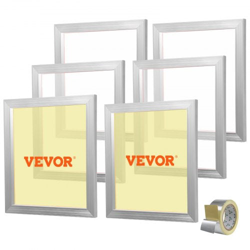 Screen Printing Kit, 6 Pieces Aluminum Silk Screen Printing Frames, 18x20inch Silk Screen Printing Frame with 160 Count Mesh, High Tension Nylon Mesh and Sealing Tape for T-shirts DIY Printing